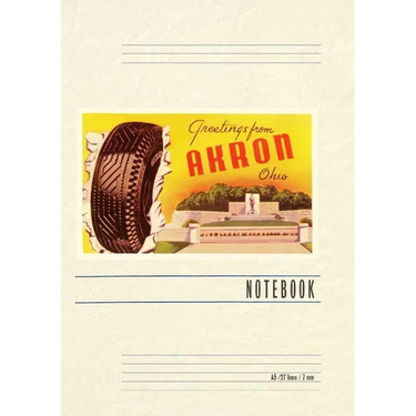 Vintage Lined Notebook Greetings from Akron