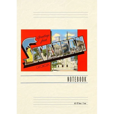 Vintage Lined Notebook Greetings from Savannah