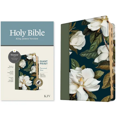 KJV Personal Size Giant Print Bible, Filament Enabled (Leatherlike, Magnolia Sage Green, Indexed, Red Letter)