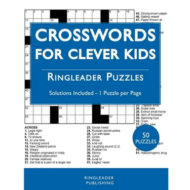 Crosswords For Clever Kids: 50 Crossword Puzzles For Bright and Intelligent Children, Brain Exercise, Vocab Learning