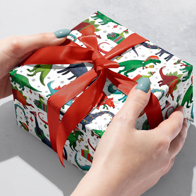 Decked Out Dinosaur Christmas Gift Wrap by Present Paper