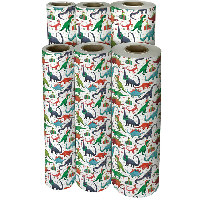 Decked Out Dinosaur Christmas Gift Wrap by Present Paper