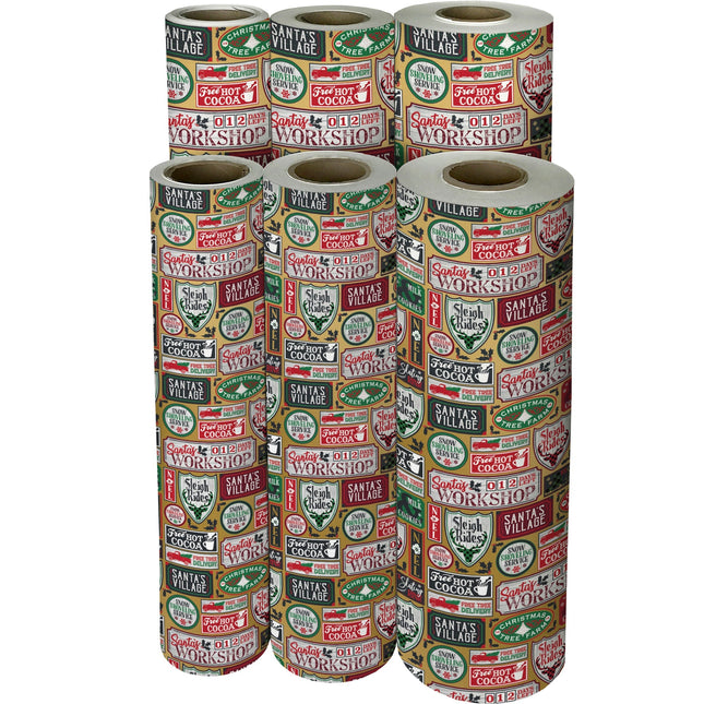 Santa Signs Gold Christmas Gift Wrap by Present Paper