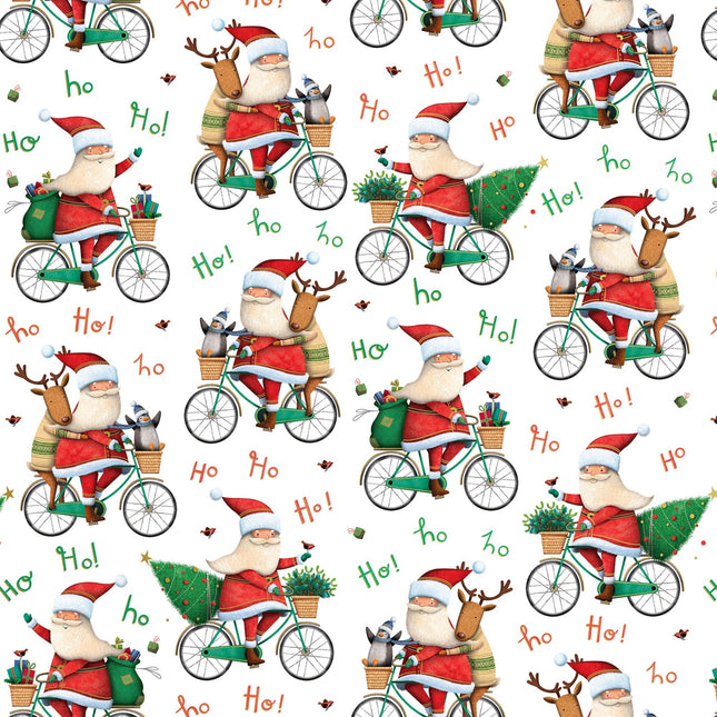 Santa Bicycle Christmas Gift Wrap by Present Paper