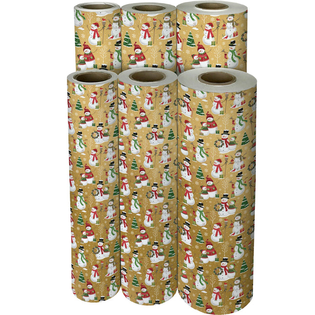 Snowman Family Christmas Gift Wrap by Present Paper
