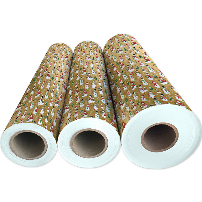 Snowman Family Christmas Gift Wrap by Present Paper