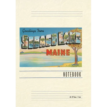 Vintage Lined Notebook Greetings from Sebago Lake