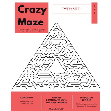 Pyramid Crazy Maze: The Ultimate Complicated Level for Maze Explorer, Large Print, 1 Puzzle per Page