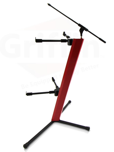 2-Tier Column Keyboard Stand with Mic Boom Arm by GRIFFIN - Double Sliding Multi Mounting Platform by GeekStands.com