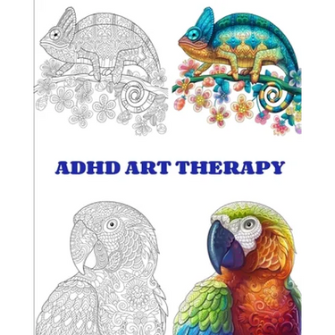 ADHD Art Therapy: beautiful animals and relaxing patterns with this easy coloring book for a real and intensive art therapy. Dissolve yo