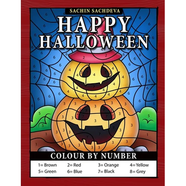 Happy Halloween Colour by Number: Easy Coloring Book for Kids Ages 4-8