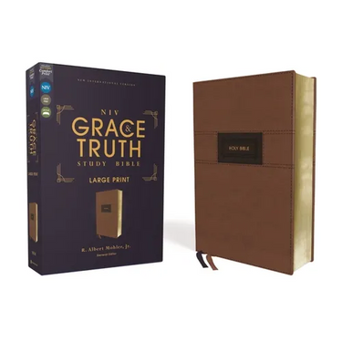 Niv, the Grace and Truth Study Bible (Trustworthy and Practical Insights), Large Print, Leathersoft, Brown, Red Letter, Comfort Print