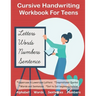 Cursive Handwriting Workbook For Teens: +100 pages 4-in-1 Beginners Writing Practice Book include Letters, Words, Sentences & Numbers