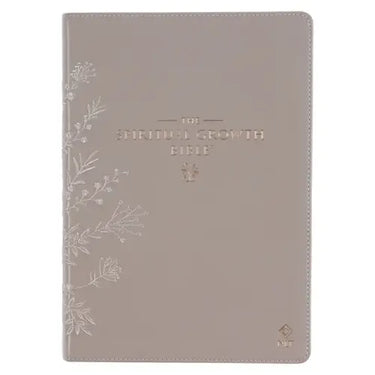 The Spiritual Growth Bible, Study Bible, NLT - New Living Translation Holy Bible, Faux Leather, Taupe Embroidred Floral