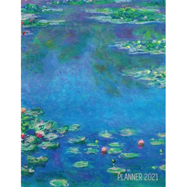 Claude Monet Daily Planner 2021: Water Lilies Painting Stylish Floral Year Agenda Scheduler (12 Months) Artistic French Impressionism Art Flower Organ