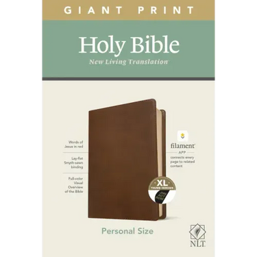 NLT Personal Size Giant Print Bible, Filament Enabled Edition (Red Letter, Leatherlike, Rustic Brown, Indexed)