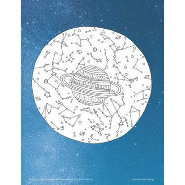 Galaxy Sky Map Notebook with Flower Margins for Adult Coloring