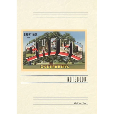 Vintage Lined Notebook Large Letter Greetings from Chico, California