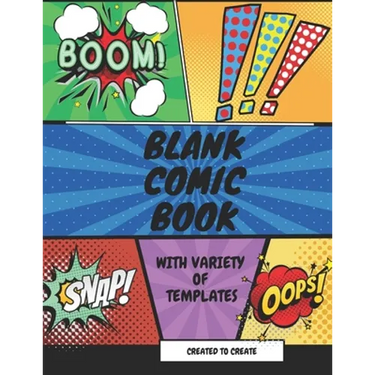 Blank Comic Book for kids with variety of templates: Variety of panel action layout templates to create your own comics. Blank comic book for kids and