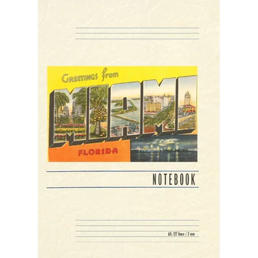 Vintage Lined Notebook Greetings from Miami, Florida