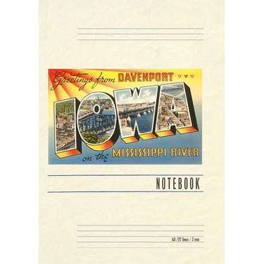 Vintage Lined Notebook Greetings from Davenport