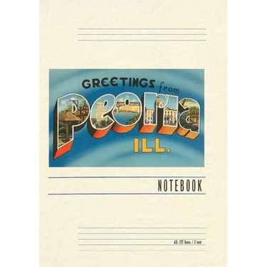 Vintage Lined Notebook Greetings from Peoria, Illinois
