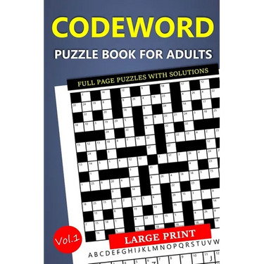 Large Print Codeword Puzzle Book for Adults - Full Page Puzzles with Solutions: Travel-Friendly Crossword Variant