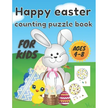 happy easter counting puzzle book: A Fun Guessing Game Book for Ages 4-8 Year Olds - Fun & Interactive Picture Book for Preschoolers and Toddlers ( Ea