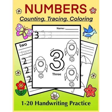 NUMBERS - Counting, Tracing, Coloring. 1-20 Handwriting Practice: Number Tracing Book for Preschoolers and Kids, Numbers Practice Workbook