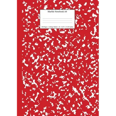 Marble Notebook A4: Red Marble College Ruled Journal