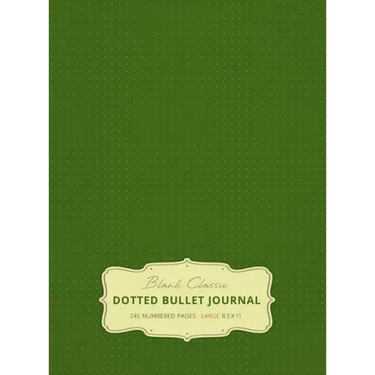 Large 8.5 x 11 Dotted Bullet Journal (Moss Green #14) Hardcover - 245 Numbered Pages
