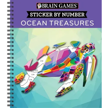 Brain Games - Sticker by Number: Ocean Treasures (13 Images to Sticker)
