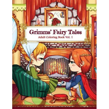 Grimms' Fairy Tales Adult Coloring Book Vol. 1: A Kawaii Fantasy Coloring Book for Adults and Kids: Cinderella, Snow White, Hansel and Gretel, The Fro