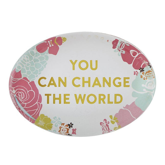 You Can Change The World Glass Paperweight by The Bullish Store