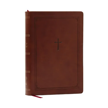 NKJV Giant Print End-Of-Verse Reference Bible, Brown Leathersoft, Red Letter, Comfort Print: Holy Bible