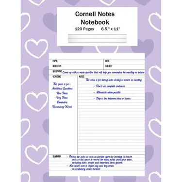 Cornell Notes Notebook: Note Taking System, For Students, Writers, Meetings, Lectures Large Size 8.5 x 11 (21.59 x 27.94 cm), Durable Matte Pu
