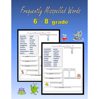 Frequently Misspelled Words (6th grade - 8th grade)