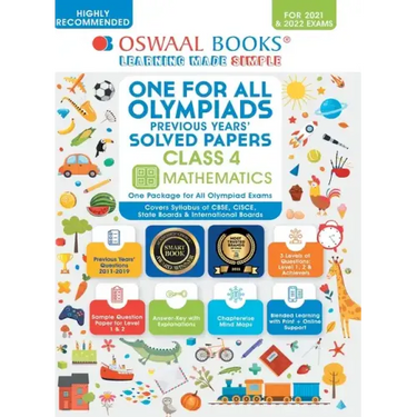 Oswaal One for All Olympiad Previous Years Solved Papers, Class-4 Mathematics Book (For 2021-22 Exam)
