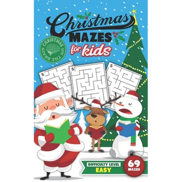 Christmas Mazes for Kids 69 Mazes Difficulty Level Easy: Fun Maze Puzzle Activity Game Books for Children - Holiday Stocking Stuffer Gift Idea - Santa