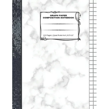 Graph Paper Composition Notebook: 110 Pages - Quad Ruled 4x4 - 8.5" x 11" Marble Large Notebook with Grid Paper - Math Notebook For Students
