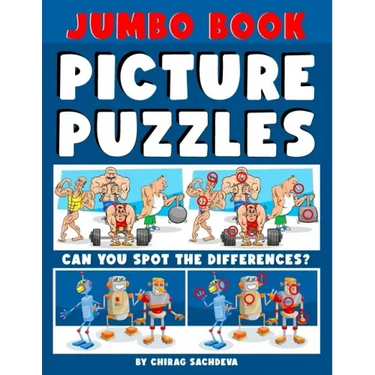 Jumbo Book of Picture Puzzles: Picture Puzzle Spot the Differences Book for Kids & Adults, 50 Beautiful Cartoon Puzzles of Artworks with Solution - F