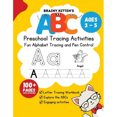 Brainy Kitten's ABC Preschool Trace Book Ages 3-5: Letter Tracing Workbook
