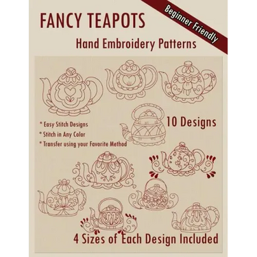 Fancy Teapots Hand Embroidery Patterns