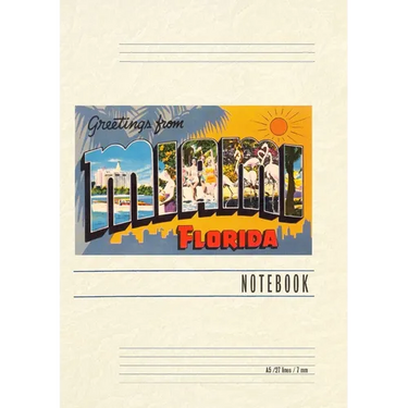 Vintage Lined Notebook Greetings from Miami, Florida