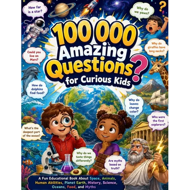 100 000 Amazing Questions for Curious Kids: A Fun Educational Book About Space, Animals, Human Abilities, Planet Earth, History, Science, Oceans, Food