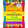 Alphabet Letters and Word Recognition Through Word Find Puzzles: PreK-K, B&W interior