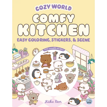 Cozy World Comfy Kitchen: Easy Coloring and Sticker Scene for Teens, Young Adults, and Adults