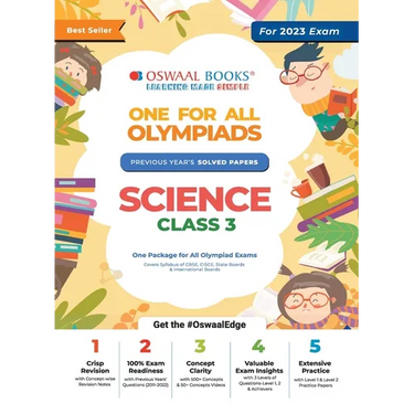 Oswaal One For All Olympiad Previous Years' Solved Papers, Class-3 Science Book (For 2023 Exam)