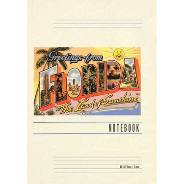 Vintage Lined Notebook Greetings from Florida, Land of Sunshine