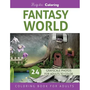 Fantasy World: Grayscale Photo Coloring Book for Adults